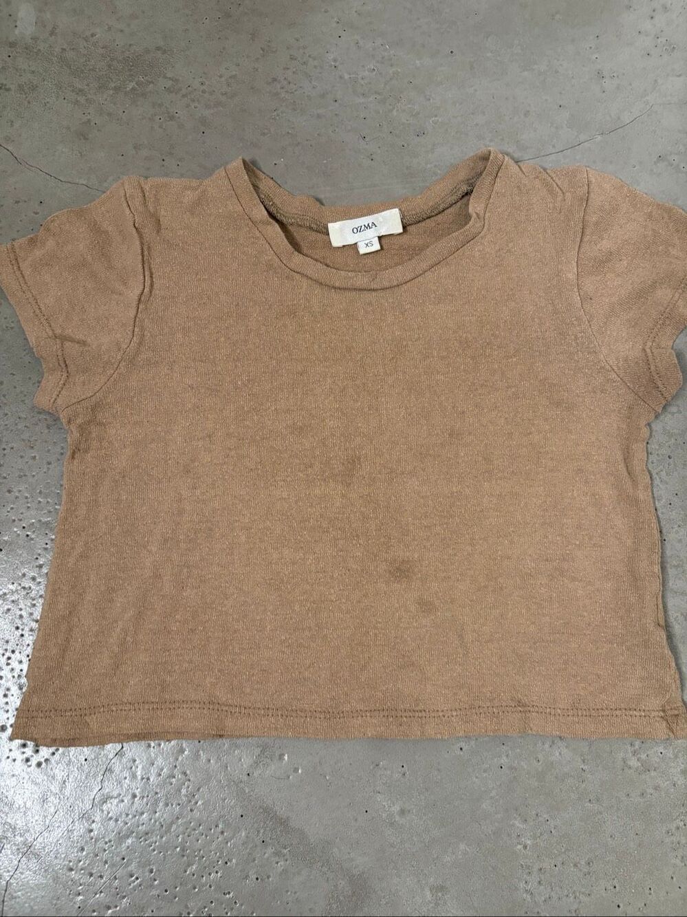 Ozma Silk Cropped Tee | Tan in XS